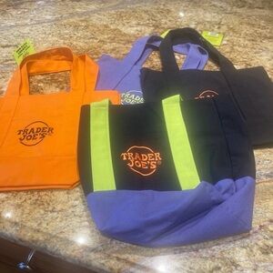 Trader Joe's Reusable Tote Bag - Black, Orange, Purple